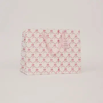 Hand Block Printed Gift Bags - Bows Pink Sorbet