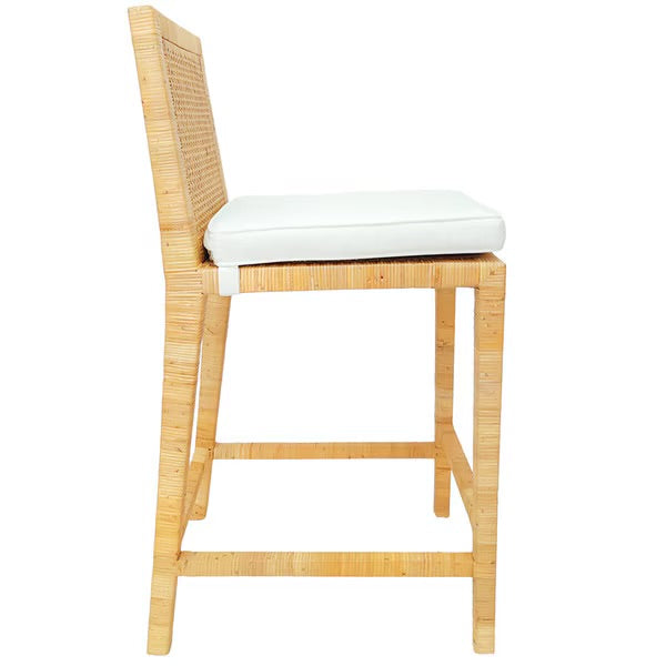 Balboa Natural Rattan Square Back Counter Stool