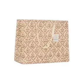 Hand Block Printed Gift Bag - Floral Lattice Terracotta