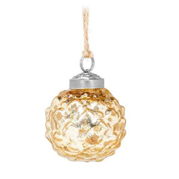 Embossed Mercury Ball Ornament - Gold