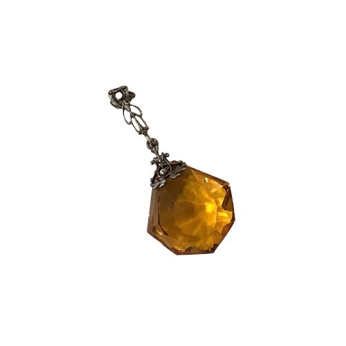 Vintage Faceted Amber Glass Pendant Necklace