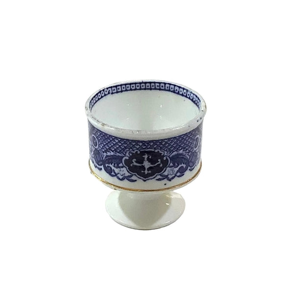 Vintage Porcelain Pedestal Blue & White Egg Cup
