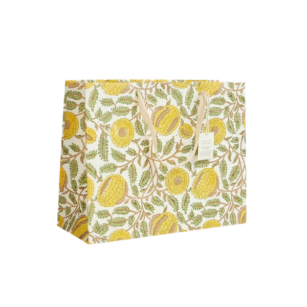 Hand Block Printed Gift Bags - Marigold Glitz Sunshine