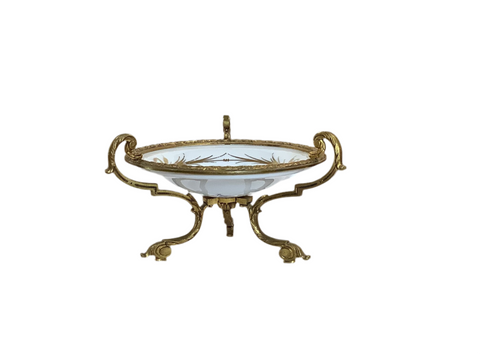 Vintage French Fragonard Dish with Brass Pedestal Base