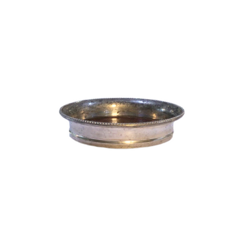 Vintage Silver & Wood Drink Coaster