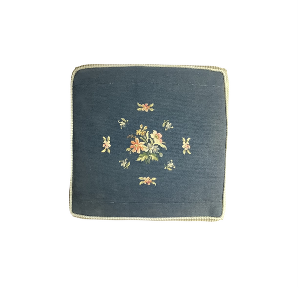 Vintage Floral Needlepoint Footstool