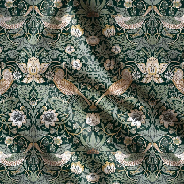 William Morris Strawberry Thief Linen Tablecloth - Green