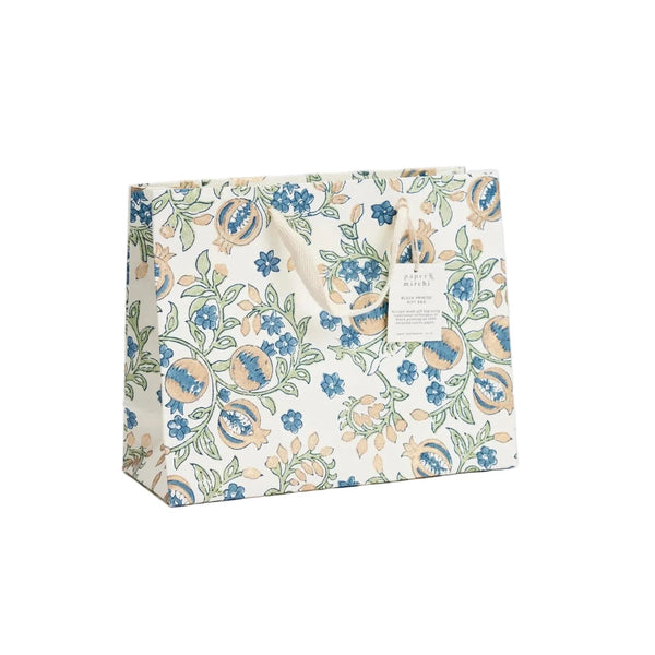 Hand Block Printed Gift Bags - Pomegranate Indigo