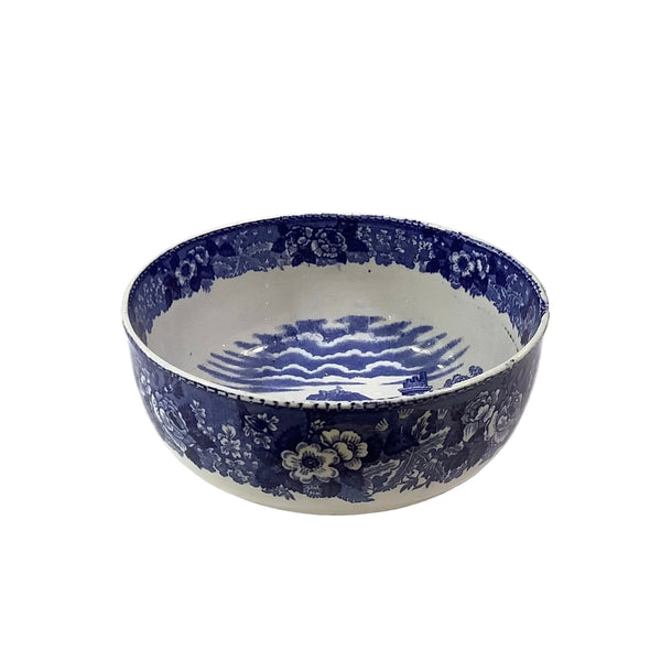 Vintage “ Cattle Scenery” Flow Blue Serving Bowl
