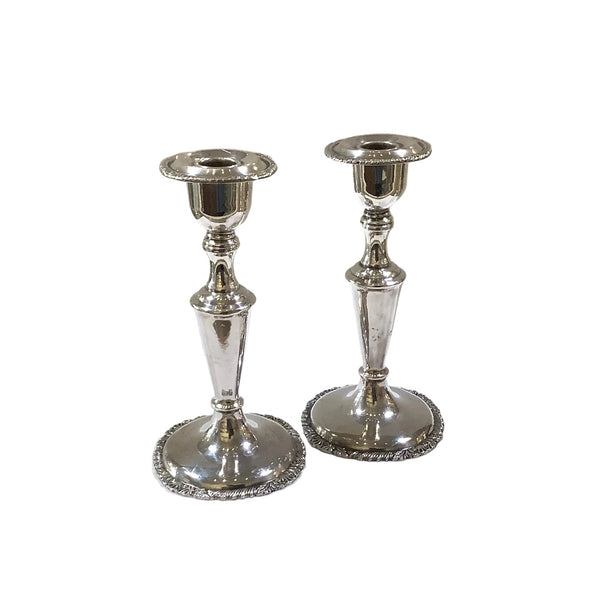 Vintage Silver-Plated Candlesticks Pair