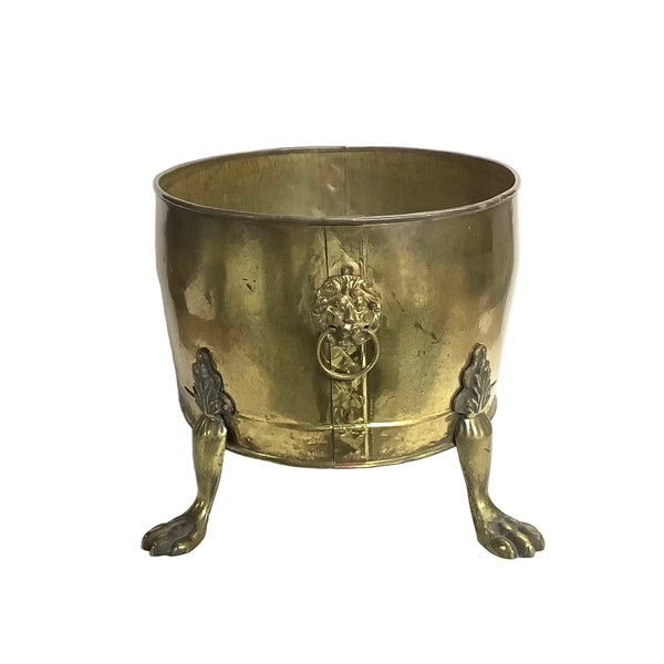 Vintage 19th-Century Brass Planter with Claw Feet