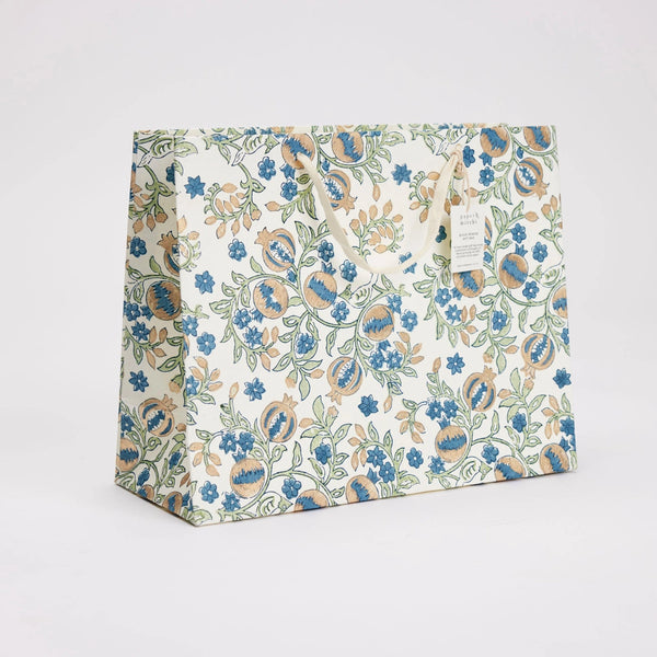 Hand Block Printed Gift Bags - Pomegranate Indigo