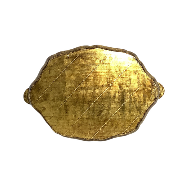Vintage Oval Gold w/ Red & Blue Florentine  Tray