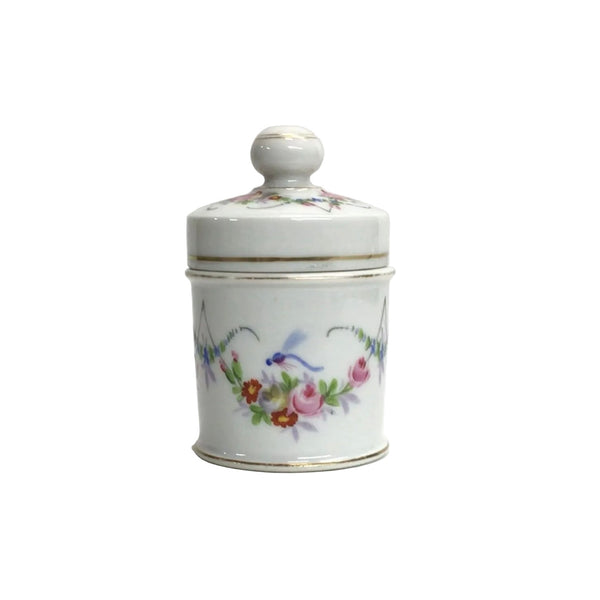 Vintage Small Floral Porcelain Lidded Jar