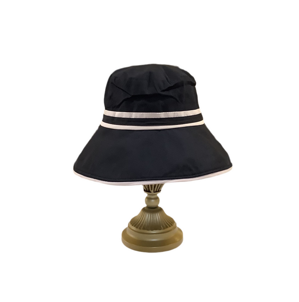 Cotton Sun Hat with Band - Black