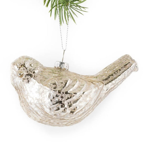 Silver Glass Bird Ornament