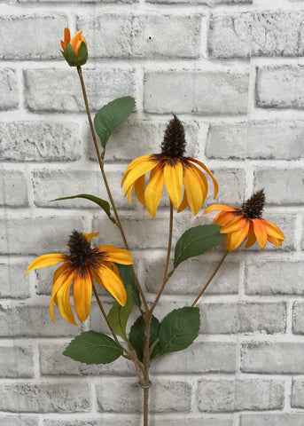 Yellow Orange Cone Flower Stem