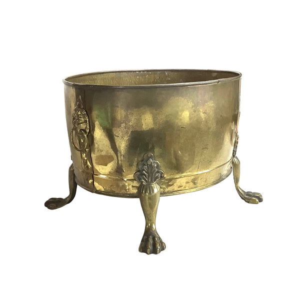 Vintage 19th-Century Brass Planter with Claw Feet