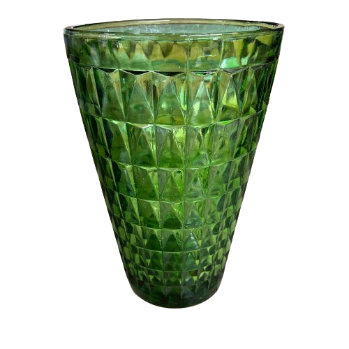 Vintage Green Pressed Glass Vase