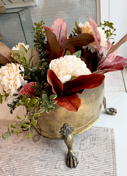 Vintage 19th-Century Brass Planter with Claw Feet