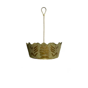 Green & Gold Painted Metal Planter