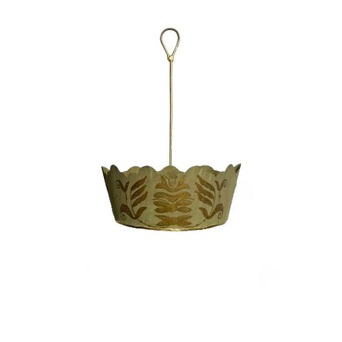 Green & Gold Painted Metal Planter