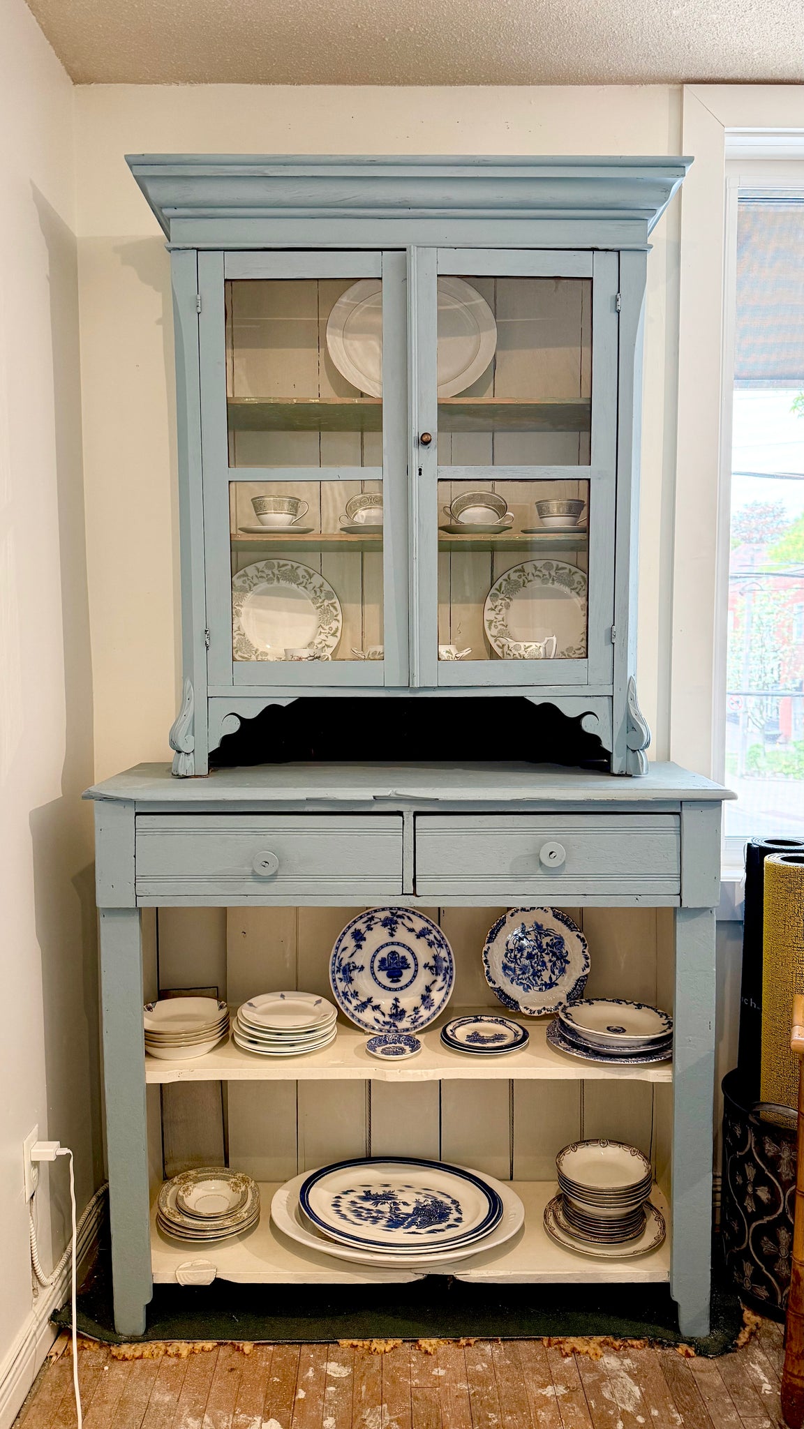 Vintage 2 Piece Blue Hutch
