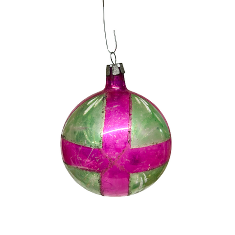 Vintage Hot Pink & Green Ornament