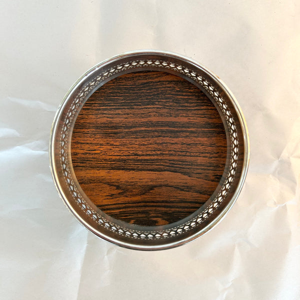 Vintage Silver Wine Coaster Lined