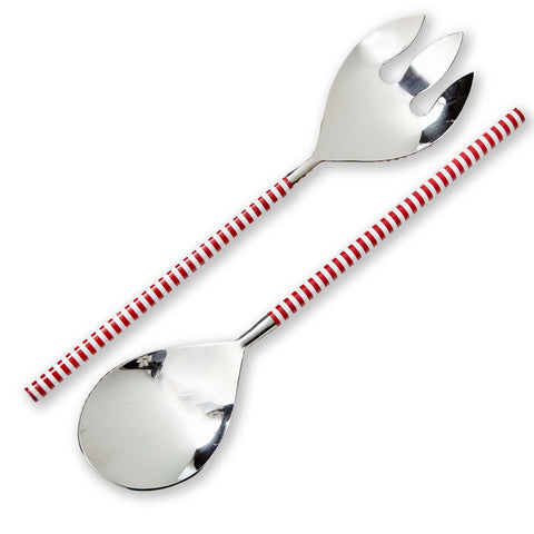 Candy Stripe Serving Utensils S/2 Red Multi