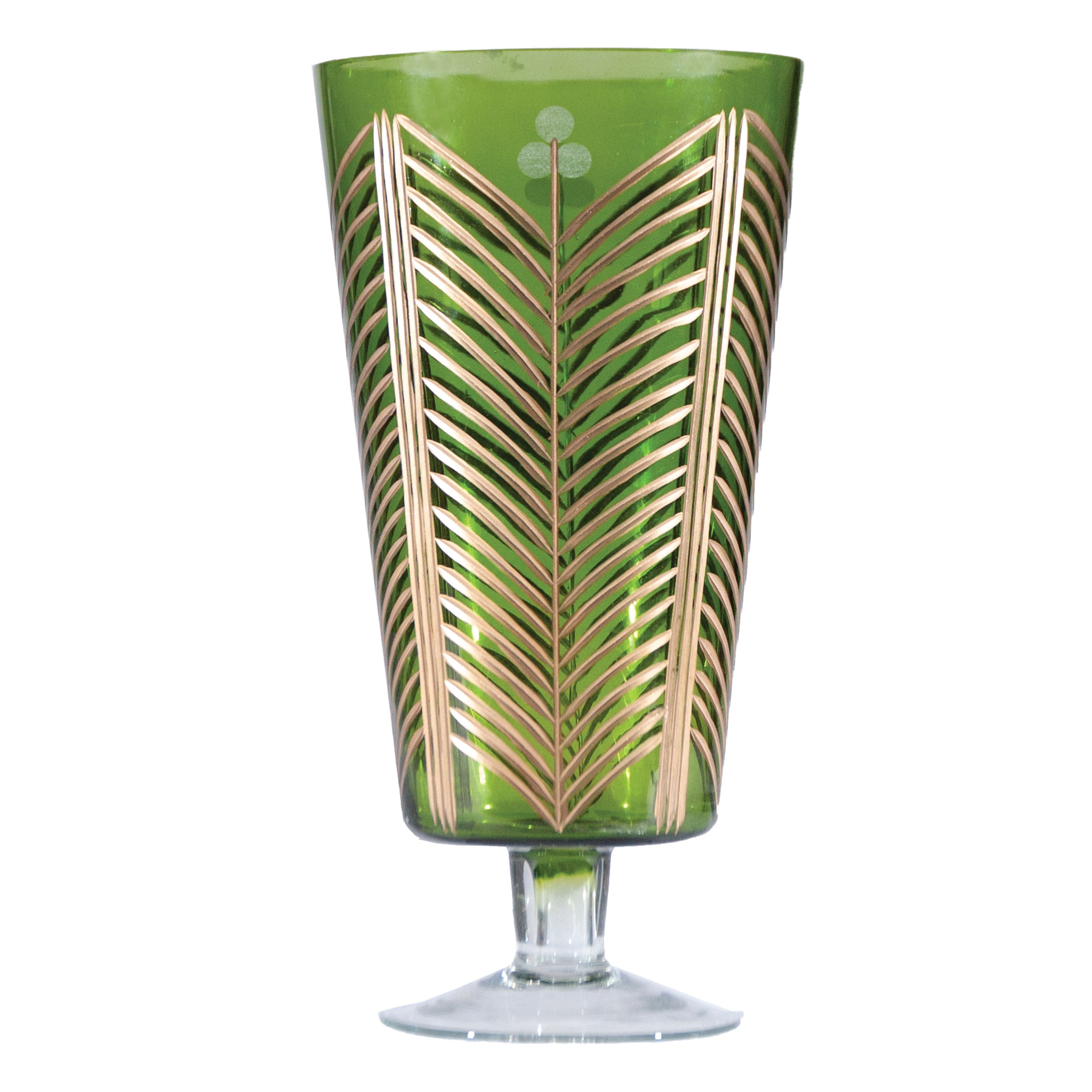 Green & Gold Hand Painted Vase