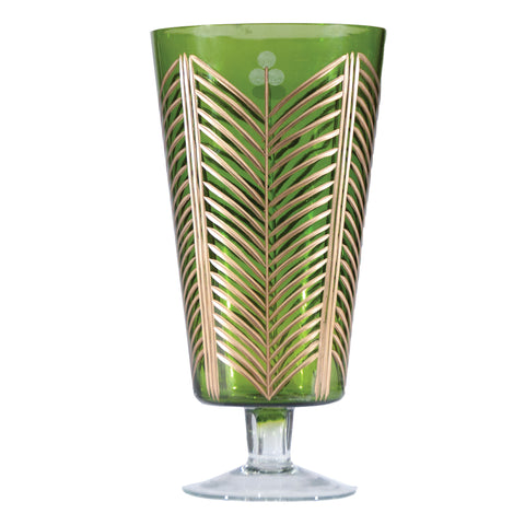Green & Gold Hand Painted Vase