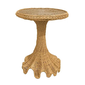 Scalloped Rattan Side Table