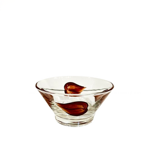 Vintage Dip Bowl w/ Brown & Gold Leaf Motif, Anchor Hocking, USA