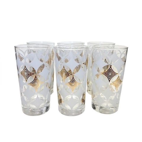 Vintage Gold Diamond Tumblers s/6