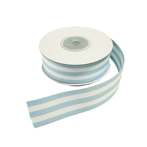 Light Blue & White Stripe Grosgrain Ribbon