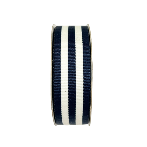 Navy & White Stripe Grosgrain Ribbon