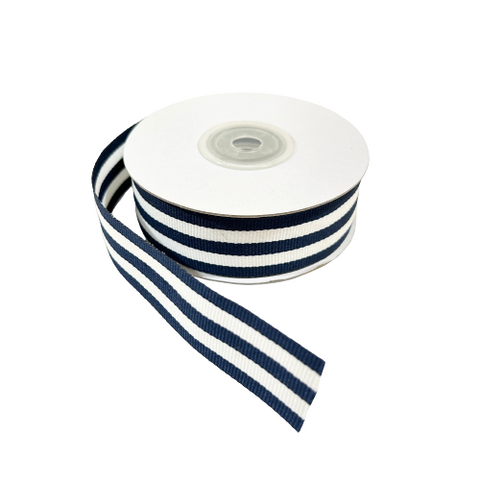 Navy & White Stripe Grosgrain Ribbon