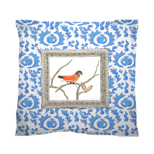 Dana Gibson Grackle Orange Bird Pillow 18" x 18”