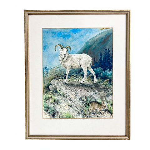 Vintage Ram Watercolour Painting