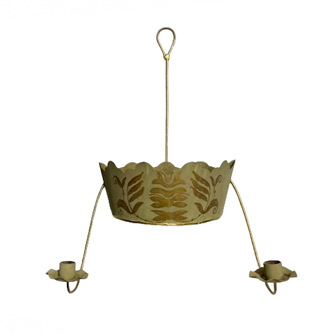 Green & Gold Painted Metal Sconce/Planter