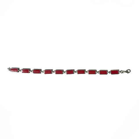 Sterling Silver & Red Bracelet