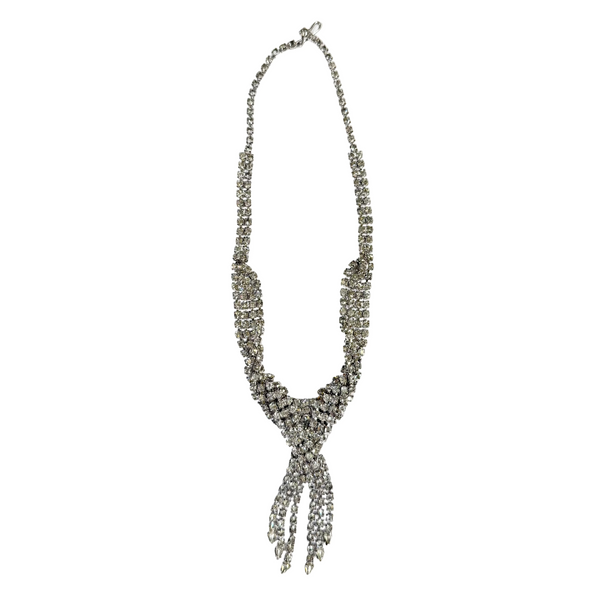 Vintage Rhinestone Tassel Necklace