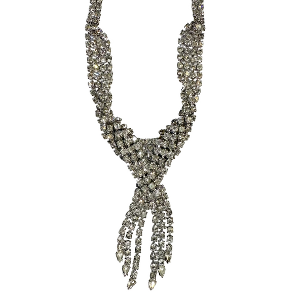 Vintage Rhinestone Tassel Necklace