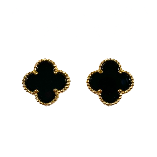 Clover Earrings - Black/Gold