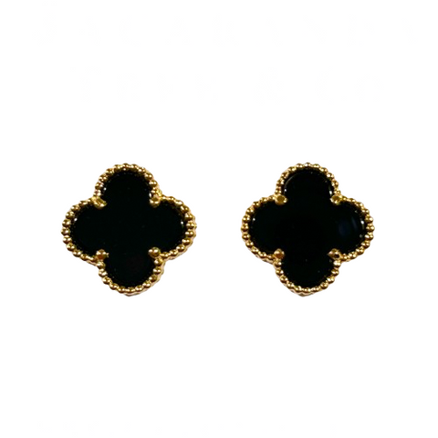 Clover Earrings - Black/Gold