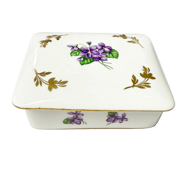 Vintage "Woodland Violets" Royal Crown Derby England Trinket Box