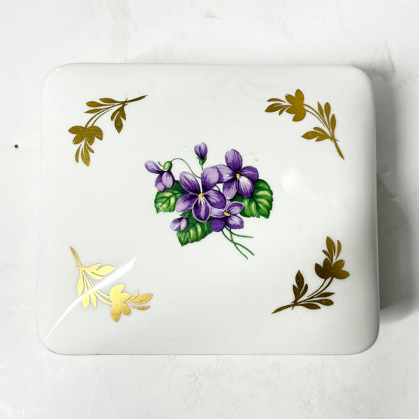Vintage "Woodland Violets" Royal Crown Derby England Trinket Box