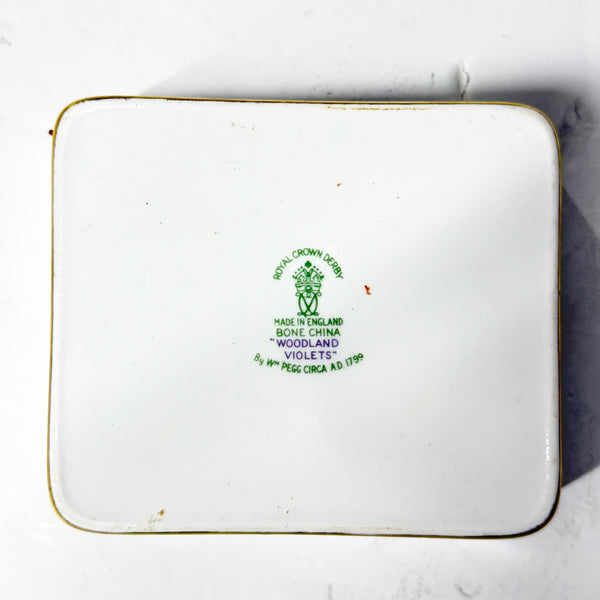 Vintage "Woodland Violets" Royal Crown Derby England Trinket Box