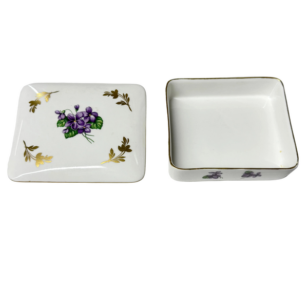 Vintage "Woodland Violets" Royal Crown Derby England Trinket Box